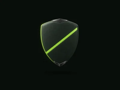 Seguridad para sitios WordPress: un escudo sólido con una franja en verde lima