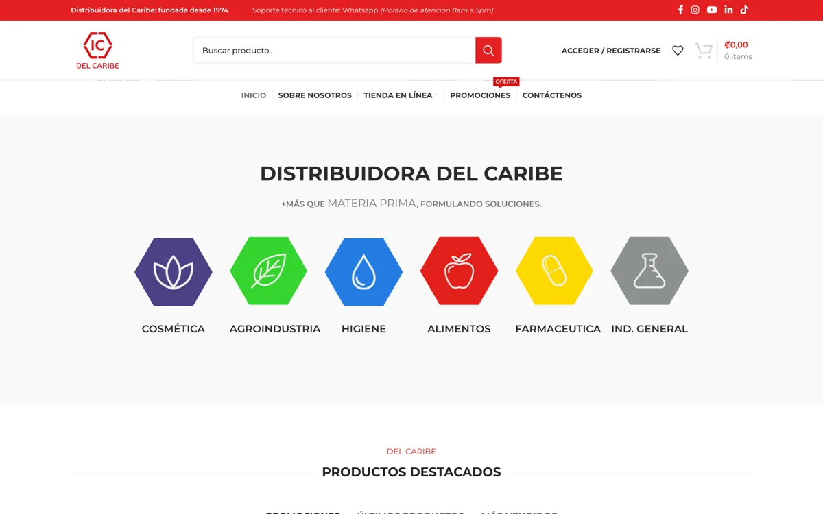 Sitio web de Distribuidora Del Caribe