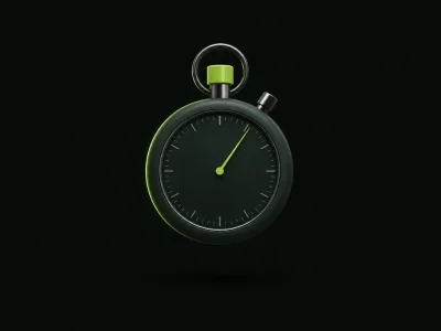 Velocidad de WordPress: un cronómetro con la aguja en verde lima